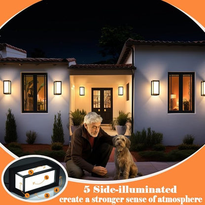 Black Modern Wall Mount Lights, IP65 Aluminum Outdoor Porch Light, 12W 3000K-6000K, 2 Pack Exterior Wall Sconces for House, Backyard, Hallway