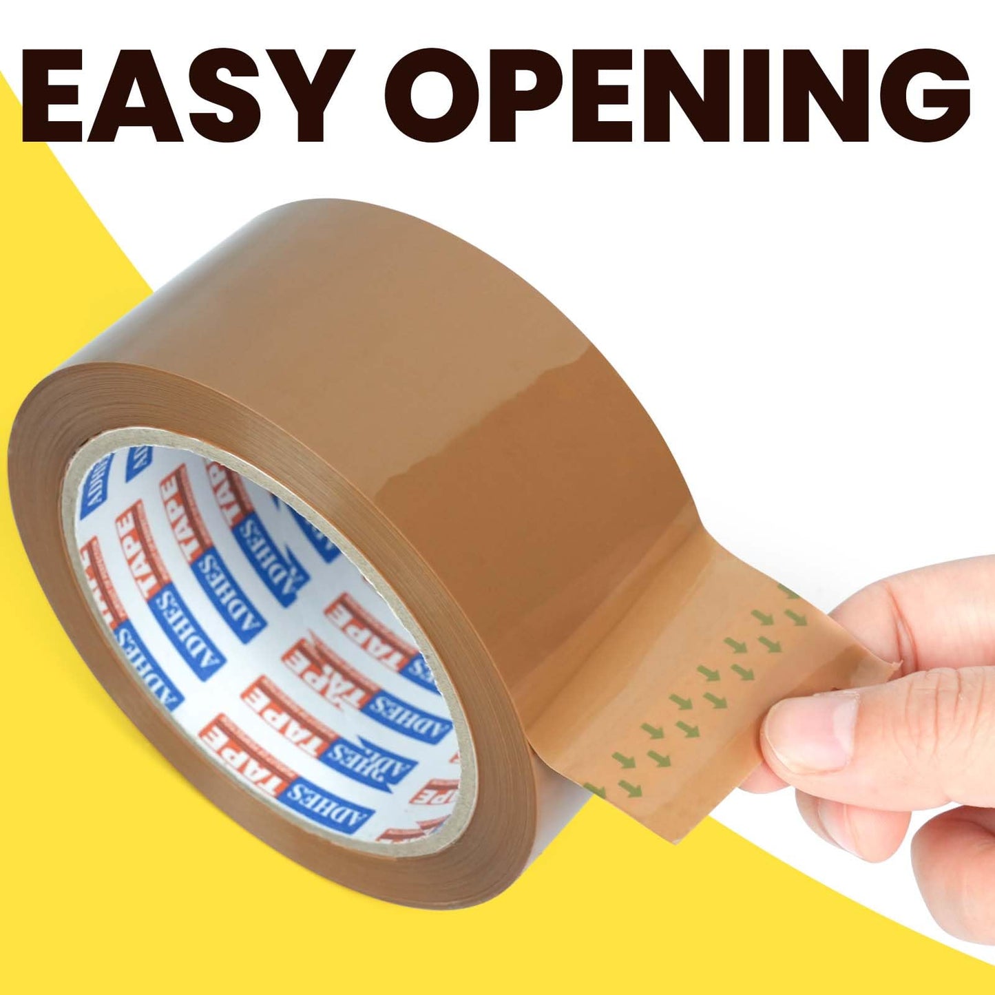ADHES Brown Packing Tape with Dispenser, 2.6Mil, 1.88 Inch x 55 Yards, 6 Rolls Heavy Duty Shipping Tape for Moving Boxes, Packaging and Storage, Strong Adhesive