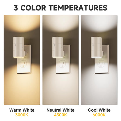 NIORSUN Night Lights Plug into Wall, Dimmable with 3 Color Modes & Auto On/Off Sensor, Ultra-Slim Nightlight for Hallway, Bathroom, Bedroom, Nursery, Kitchen (4 Pack, Black)