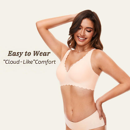 Deep V Petal Bras for Women No Underwire Soft Wireless Bras Comfort Seamless Bralettes with Extender