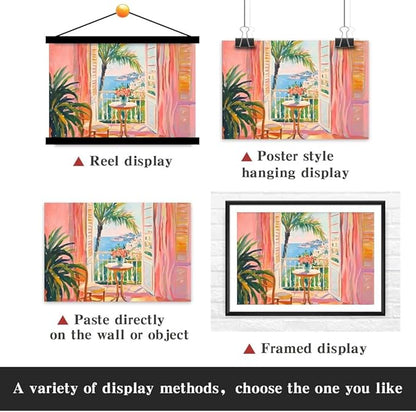 Yesad Matisse Wall Art Prints, Vintage Canvas Wall Art Colorful Poster Pictures Henri Matisse Style Pink Wall Décor for Living Room Bedroom Farmhouse Decorations (Unframed,18”x12”, Balcony)