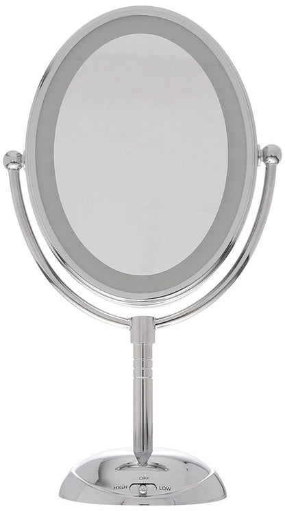 Conair Lighted Makeup Mirror, LED Vanity Mirror, 1X/7X Magnifying Mirror, Double Sided, Corded in Polished Chrome