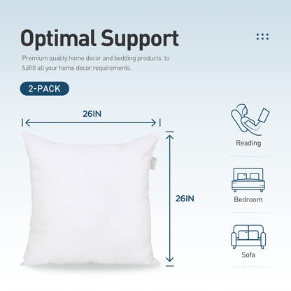 Acanva Throw Pillow Inserts for Bed Couch Sofa, Ultra Soft Polyester Filling for Decorative Cushion Square Sham Form, 18"x18"-4 Pack, White 4 Count