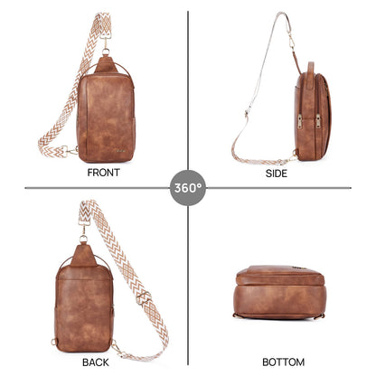 Telena Crossbody Sling Bags for Women, PU Leather Fanny Packs Cross Body Bag for Woman
