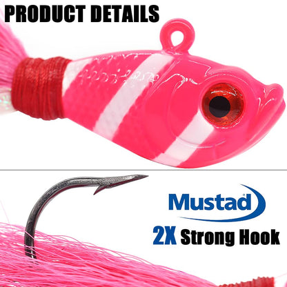 XFISHMAN Bucktail Jigs Saltwater Hair Jigs Head - Fishing Lures Assorted Kit (5 Pack)