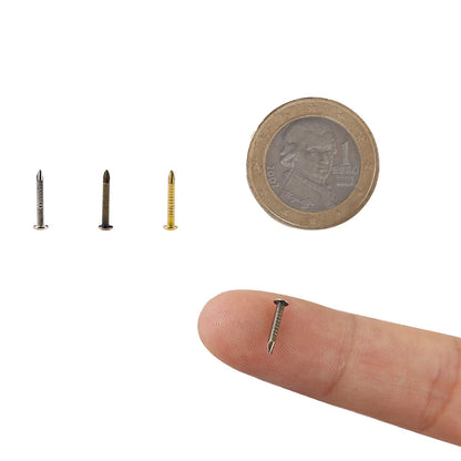 newlng 500PCS Small Nail Round Head Tiny Nails String Art Nails Hand-Made Hardware Accessories Fasteners 1 X 10mm/0.04"X0.4"(DXL) Bronze