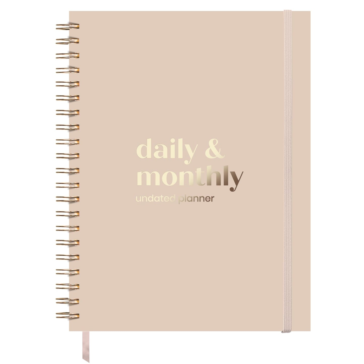 Undated Daily Planner | 2026 Calendar | Large Daily and Monthly Planner with Hourly Schedule, 8.5" x 11" | 6 Month, Full Page a Day, To do List, Time Blocking, Beige Aesthetic Hardcover Spiral Notebook