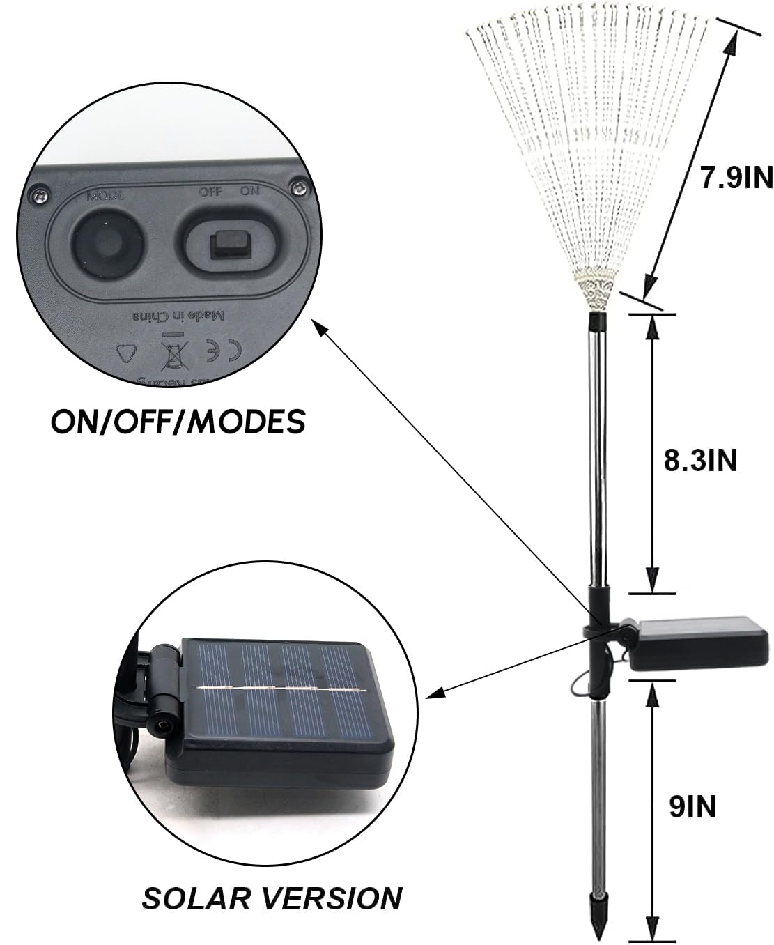 Solar Garden Firework Lights Outdoor Waterproof, 4 Pack Solar Powered Art Stake Twinkle Lighting for Outside Decor, 120 LED Sparklers String Lights for Yard Pathway Decorations(White)