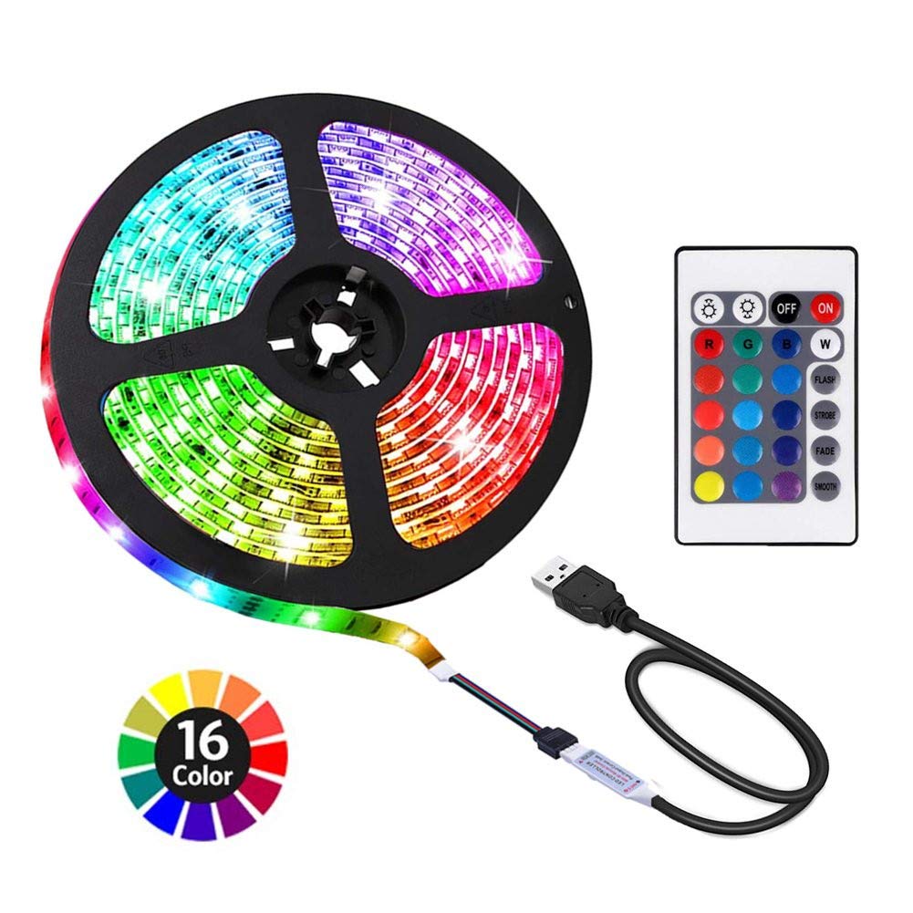 ACONDE 3.28 feet USB LED Strip Lights, DIY Indoor Decoration, TV Backlight, 24 Keys Remote