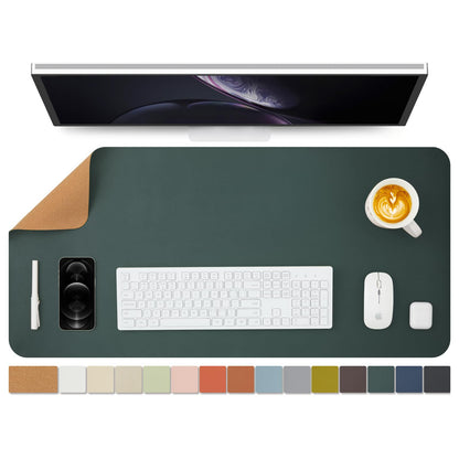 Cork Desk Mat - Dual-Sided Desk Pad for Office and Home - Desk Organization and Accessories - Ideal for Large Mouse Pad and Desk Mats on Top of Desks(Dark Green,36"x 17")