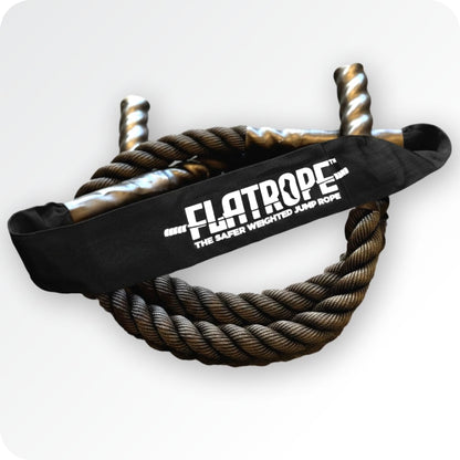 Patented FLATROPE 5lb Weighted Jump Rope, Heavy Flat-Mesh Design to Reduce Ankle Injury, 120” Adjustable Strength-Training Rope for Muscle Building, Conditioning & HIIT, Home Gym Fitness Equipment for CrossFit, HYROX, Spartan, DEKA Athletes, Black