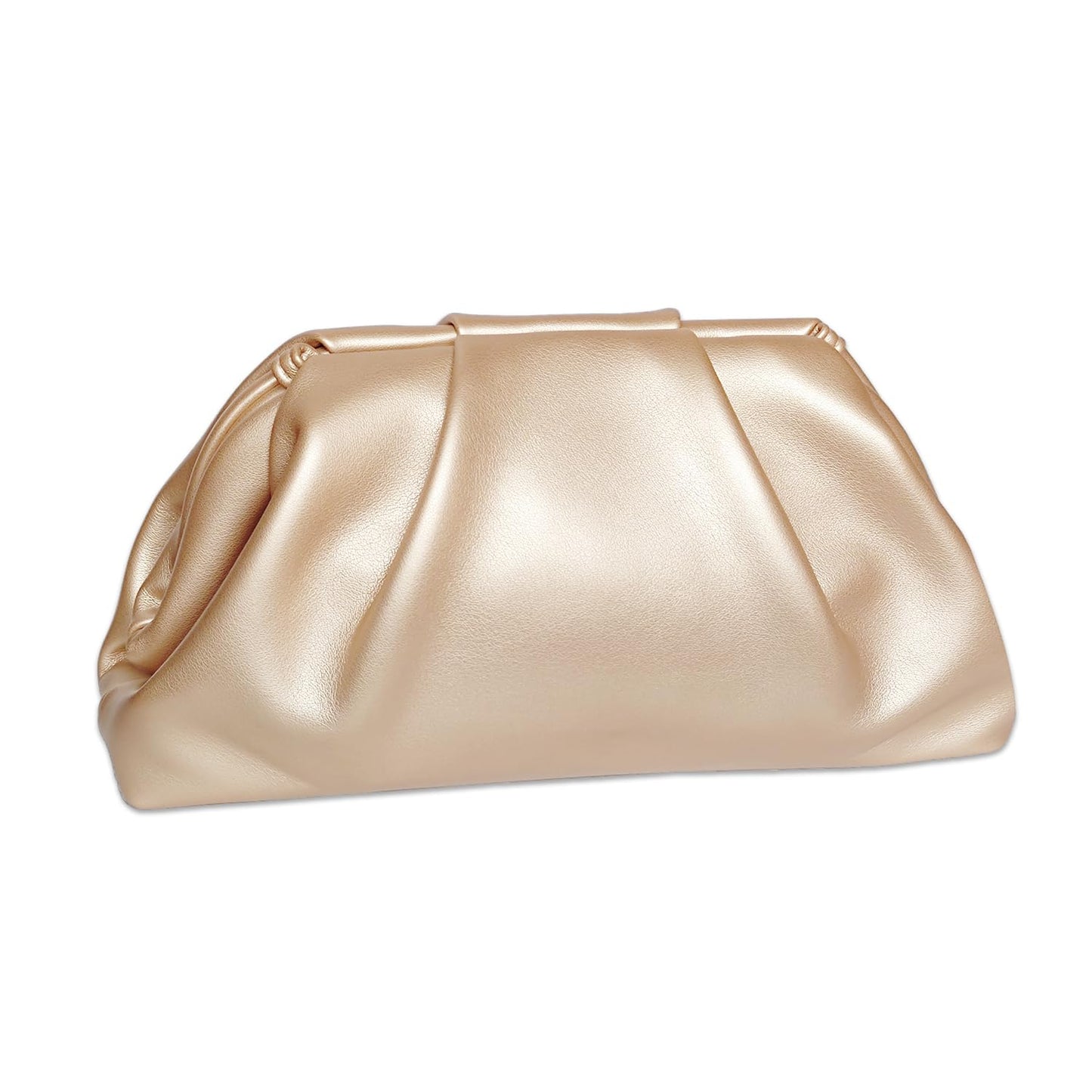 Huralona Dressy Pleated Vegan Leather Clutch Purse Bag for Women Super Chic Soft PU Evening Purse Handbag (Beige)