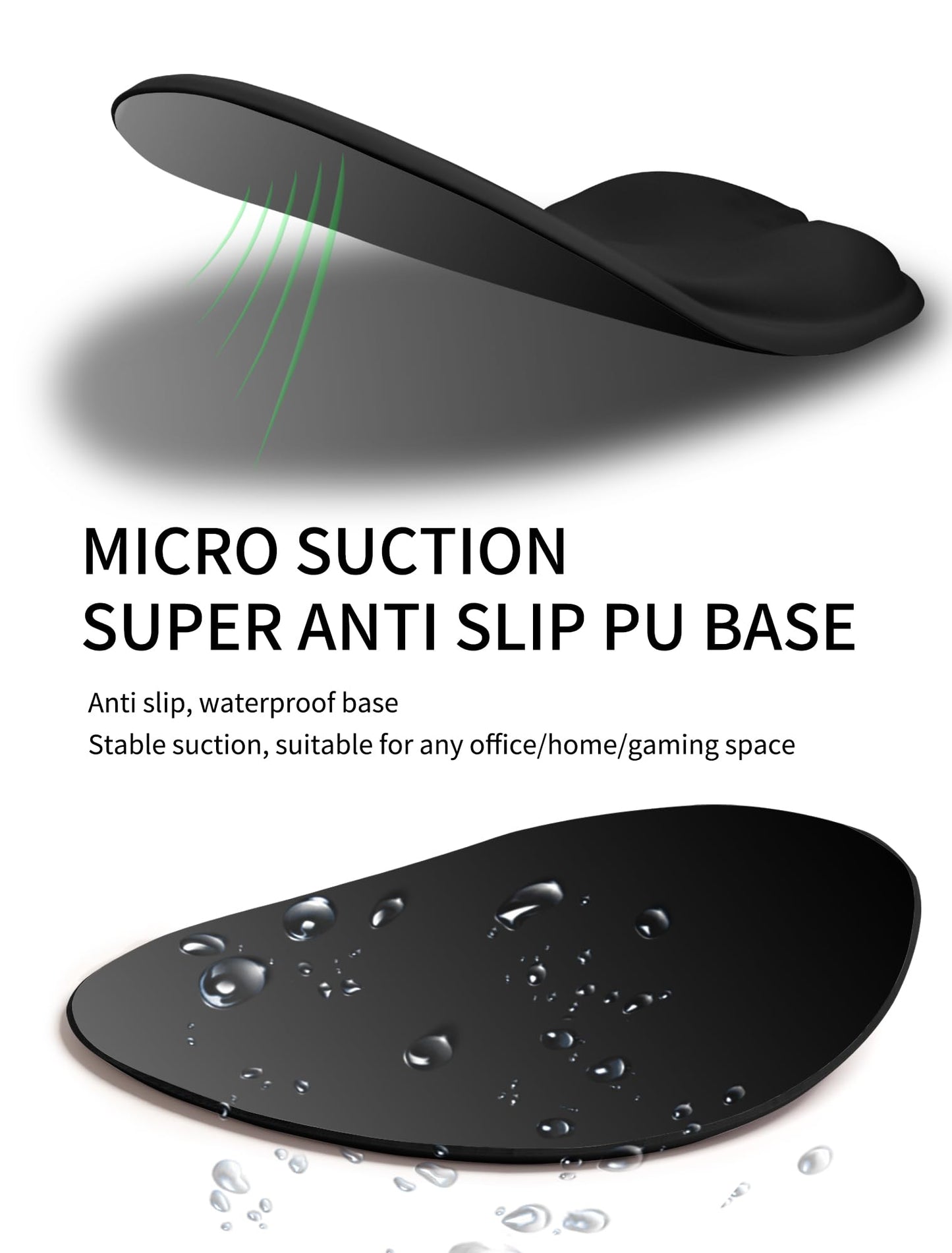 Basibutok Palm-Rest and Wrist-Hugging Mouse Pad Wrist Rest, Ergonomic Wrist Support with Curve Fitting Cushioned Memory Foam for Carpal Tunnel Pain Relief, 9.9 x 8.3 Inch, Dark Night Black