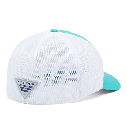 Columbia Unisex PFG Fish Flag Mesh Ball Cap-High Crown, Turquoise/Offshore Slam Flag, Large/X-Large