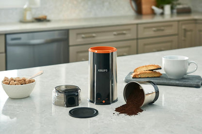 KRUPS Precision Electric Coffee Grinders, 3 oz Capacity, 200W Motor, Stainless Steel Blades for Uniform Grinding of Beans, Herb and Nuts, Coffee and Spice Grinder Electric, (Black)