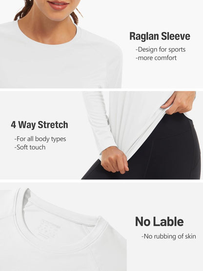TACVASEN Women's Long Sleeve Sun Shirts UPF 50+ UV Protection Rash Guard Swim Shirts Quick Dry Workout Tops