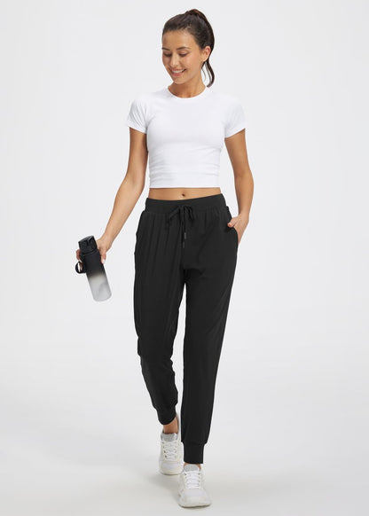 Libin Joggers for Women Petite/Regular/Tall Dance Sweatpants Athletic Workout Tapered Lounge Casual Teacher Pants for Running Yoga Cloths, Black S