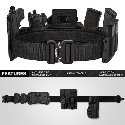 MOZETO Molle Battle Belt, 2" Battle Belts Tactical War Combat Quick Release Law Enforcement Duty Belts for Men