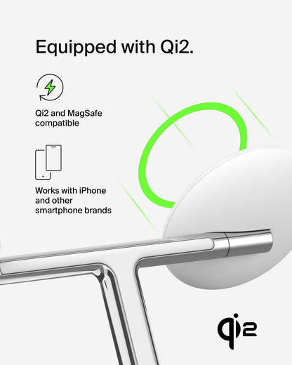 Belkin MagSafe-Compatible Charger, 3-in-1 Wireless Charging Station, Qi2-Certified 15W Wireless Charge for Apple iPhone 17 Series, Apple Watch, AirPods w/Non-Slip Base, 40W Included - Black