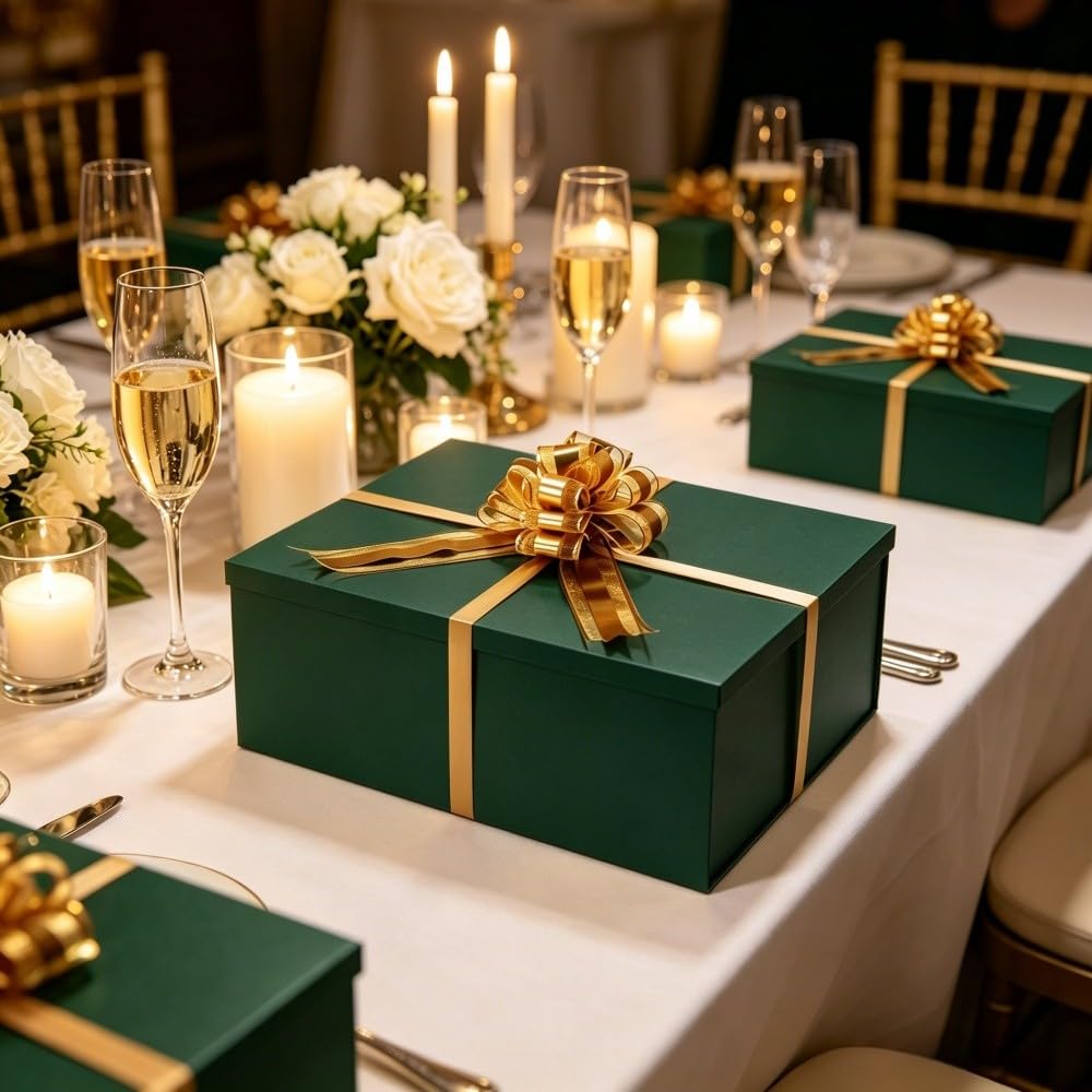 UoeRing Green Extra Large Gift Box 1Pcs 22x17x9 inch,luxury Gift Box with Lid for Presents Birthday Christmas Valentine's Day (Includes Pull Bows,Card,Envelope,Filler)