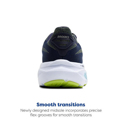 Brooks Men’s Ghost 17 Neutral Running Shoe - Peacoat/Lime/Blue - 11 Narrow