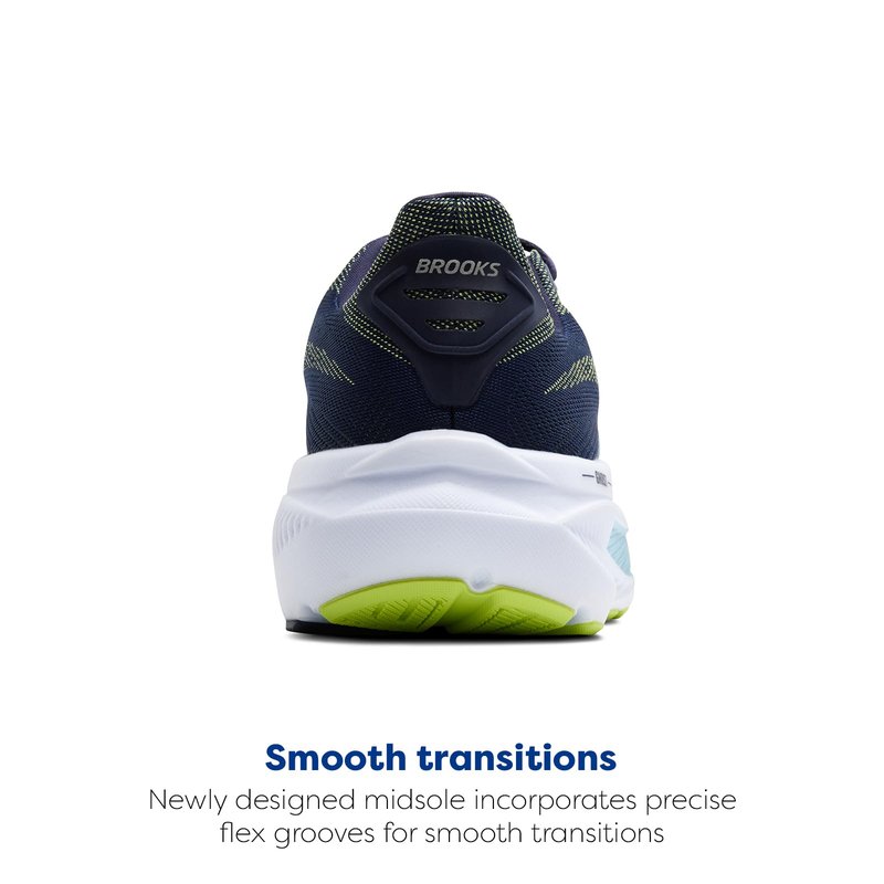 Brooks Men’s Ghost 17 Neutral Running Shoe - Peacoat/Lime/Blue - 9 Medium