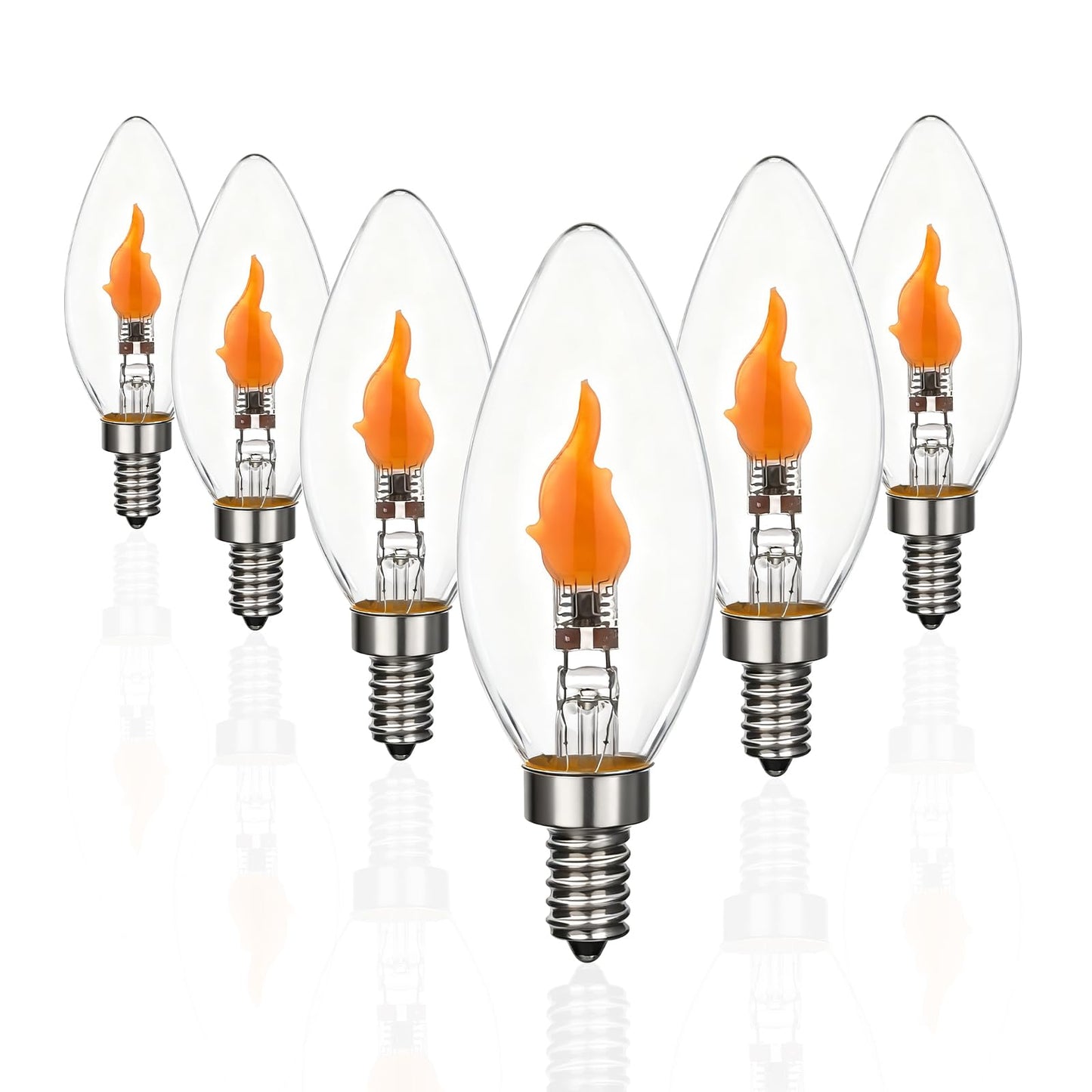 XIAOKALAMI C35/B11 LED Flame Effect Light Bulb E12 Flickering Candle Light Bulbs for Holiday Gifts Home Hotel Bar Party Decoration Non-Dimmable 6pack