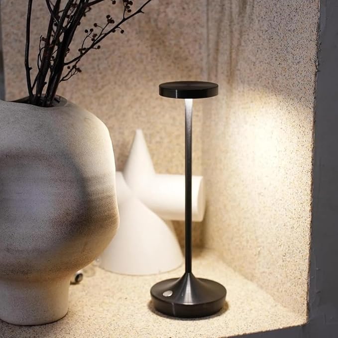 Cordless Table Lamp Rechargeable - 6000mAh LED Battery Operated Table Light - Portable Touch Dimmable Outdoor Waterproof Table Lamps for Patio Restaurant Dining (2 Black)