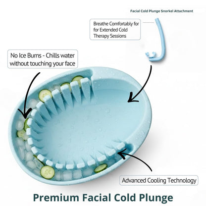 Arauris Facial Cold Plunge Ice Bowl with Separate Chamber for Ice & Breathing Tube - Patented Face Ice Bath Bowl for Cold Water Therapy - Depuffing, Tightening and Brightening Skincare Tool