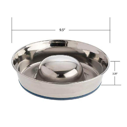 OurPet's DuraPet Slow Feed Premium Stainless Steel Dog Bowl, Silver (2040010301)