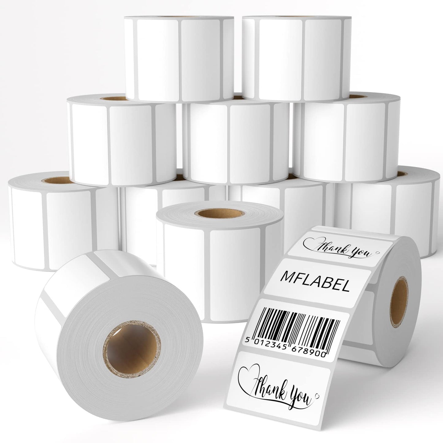 MFLABEL 12 Rolls Thermal Shipping Labels (12,000 Labels) - 2.25 x 1.25 Inch Direct Thermal Perforated Stickers for FBA, Barcode, SKU, Packaging – Compatible with Zebra, Rollo, Munbyn Thermal Printers