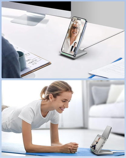 Fast Wireless Charger, NANAMI 15W Qi Certified Wireless Charging Stand Compatible iPhone 17/17 Air/16/15/15 Pro/15 Plus/15 Pro Max/14/13/12, for Samsung Galaxy S25/S24/S23/S22/S21 and Qi-Enabled Phone