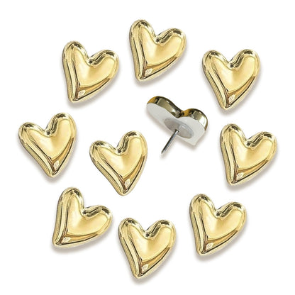 SSYHQAX 50 pcs of Cute Soft Wooden Board thumbtack with Golden Hearts can be Used for Photo Walls, memos, whiteboards, and Decorative thumbtack (Golden)