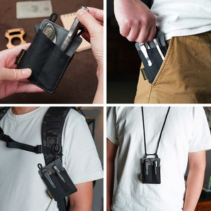 VIPERADE Slim EDC Pouch, Mini Pocket Organizer for Men, EDC Belt Organizer for Knife/Flashlight/Pen/Pry Bar/Mini Tools/Pocket Notebook (Small-Black)
