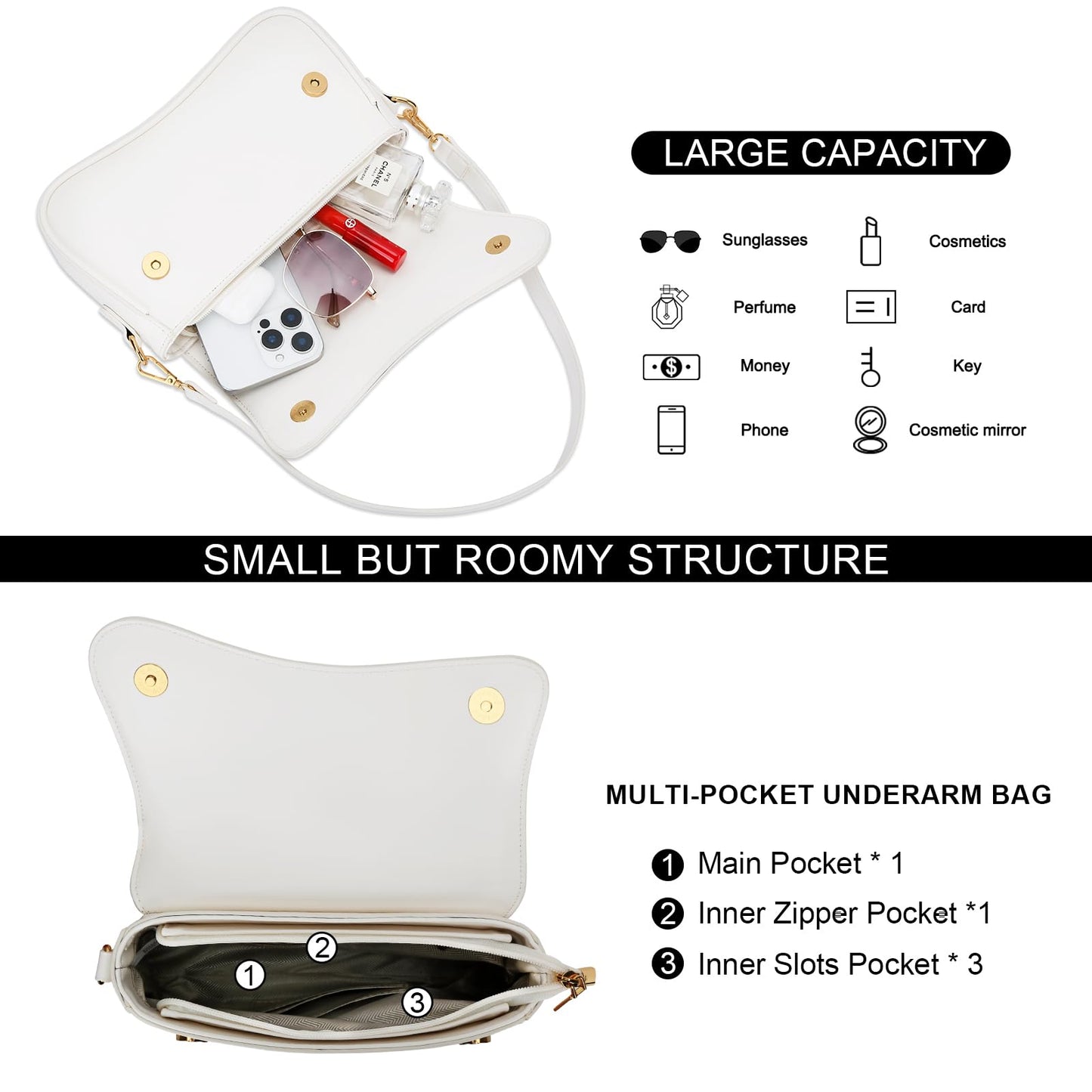 KKXIU Shoulder Bag for Women Small Clutch Purses Cute Hobo Handbag Trendy Underarm Bag-Beige