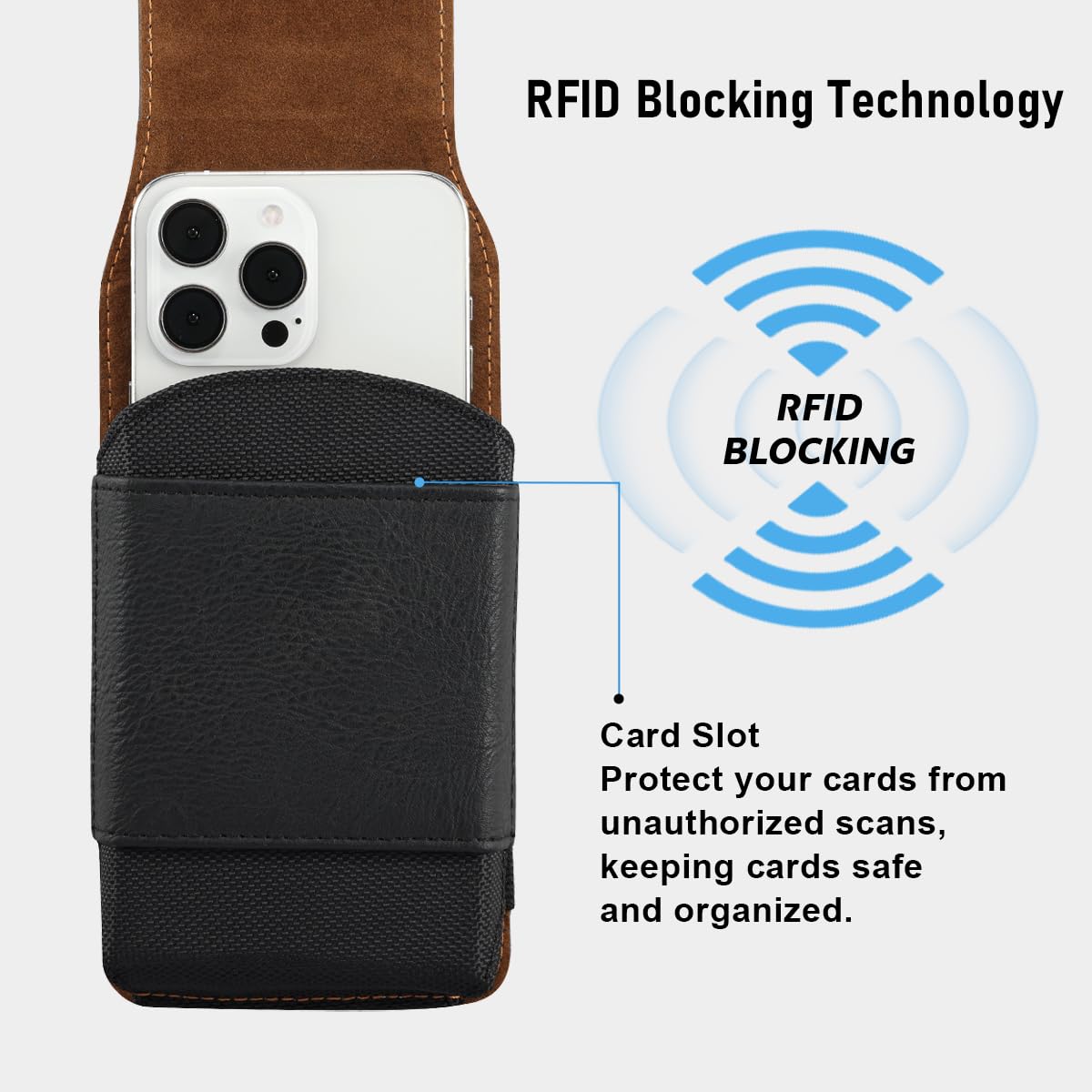 Belt Phone Holder for iPhone 17 17 Pro 16 Pro 16e 15 15Pro 14 13 12 11 Xs 10 X XR,Premium Leather Phones Pouch with Belt Clip Cell Phone Holder