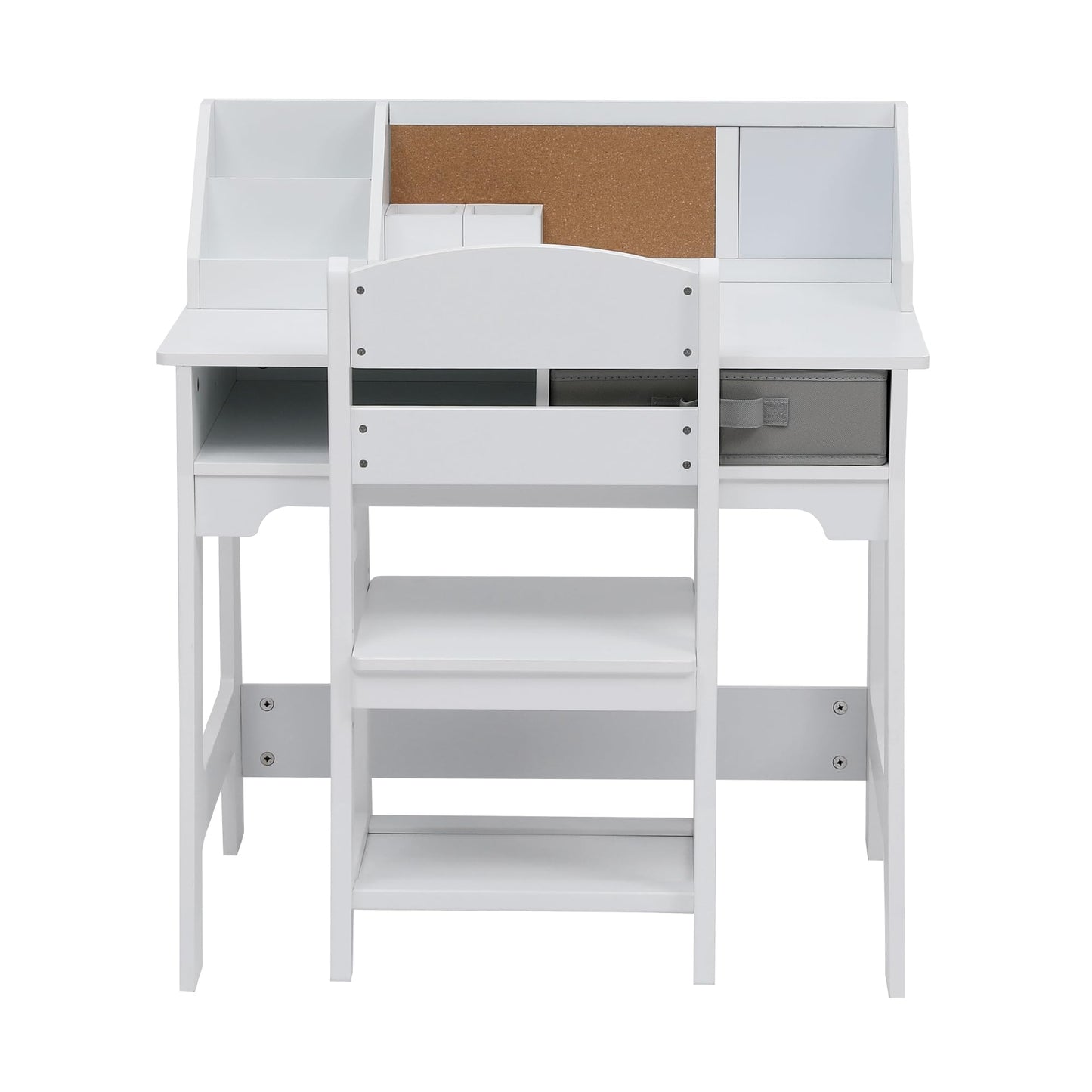 Garvee Kids Desk and Chair Set, Study Desk for Boys and Girl, Wooden Kids Writing Table with Cloth Drawers and Pen Holder