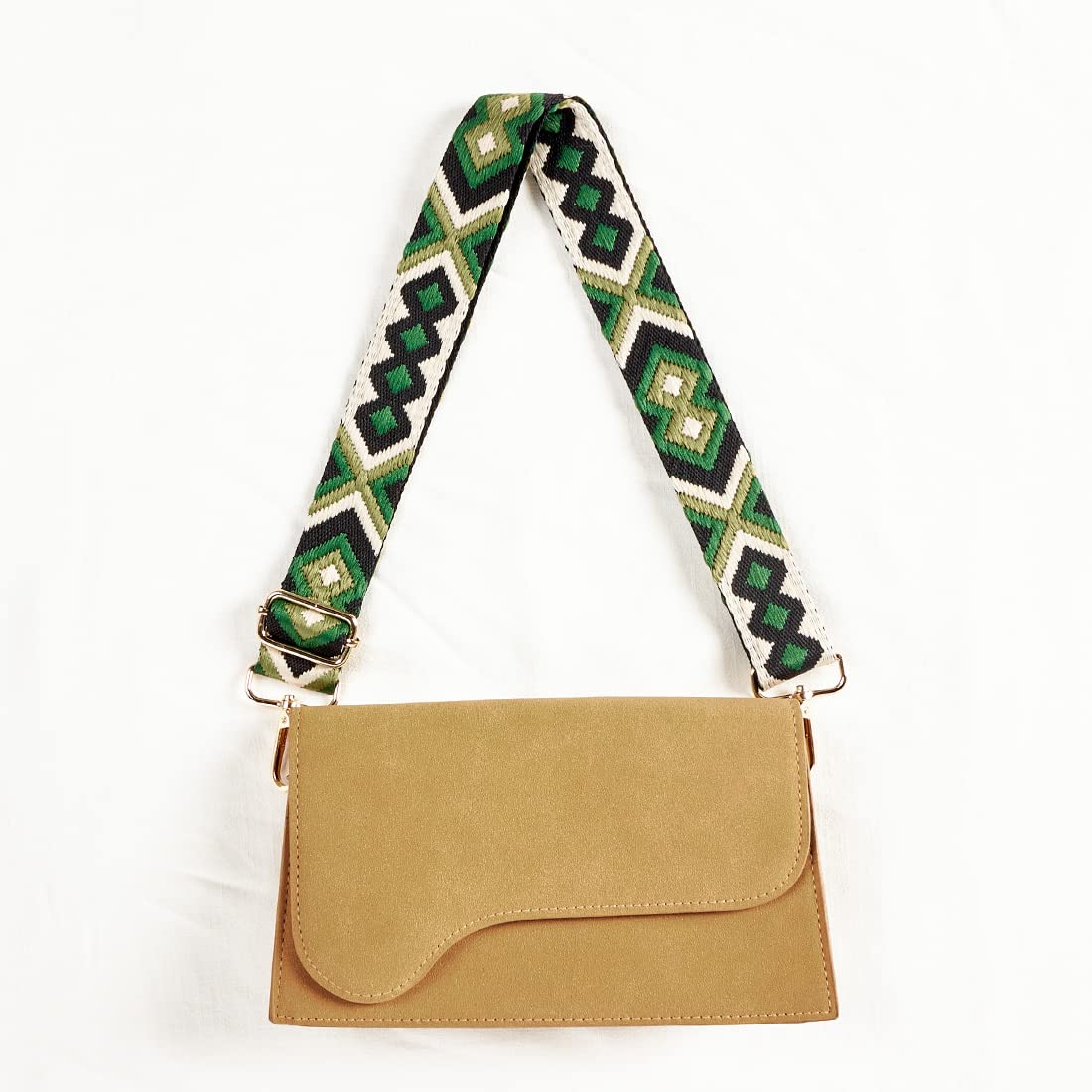 TANOSII Wide Purse Strap Adjustable Replacement Shoulder Crossbody Strap Handbag Strap Black Green Argyle