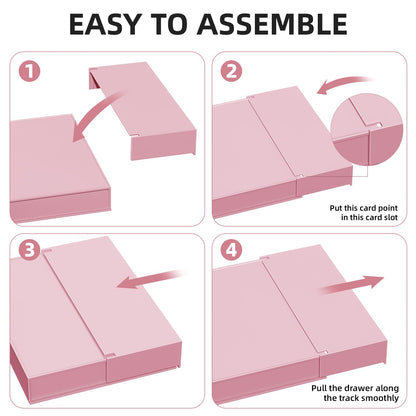 Marbrasse Expandable Desk Drawer Organizer, Clear Plastic Drawer Organizer Tray with 10 Adjustable Compartments, Desk Organizers and Accessories, 5 Drawer Dividers for Office Supplies, Makeup (Pink)
