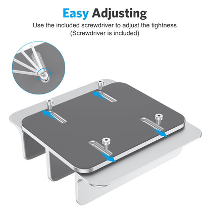 OMOTON [Updated Dock Version] Vertical Laptop Stand, Double Desktop Stand Holder with Adjustable Dock (Up to 17.3 inch), Fits All MacBok/Surface/Samsung/HP/Dell/Chrome Book (Silver)