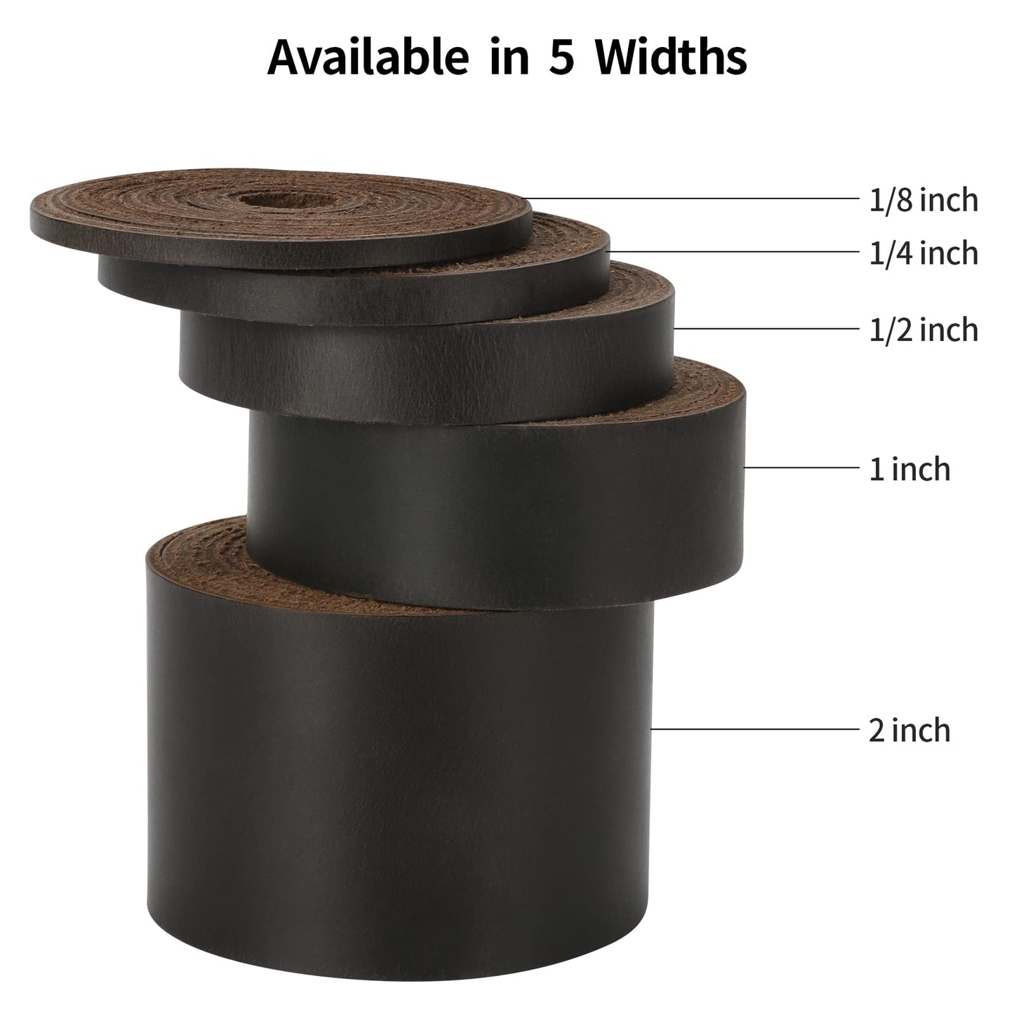 Ringsun 1/2 Inch Wide Flat Leather Straps for Crafts, Full Grain Leather Strips Cord String for Crafts, Tooling (2mm Thick 72.5 Inches Long Black Coffee)