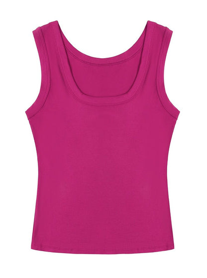 SVALIY Summer Womens Tank Tops 2025 Square Neck Fitted Sleeveless Shirts for Women Ribbed Basic Top Rose