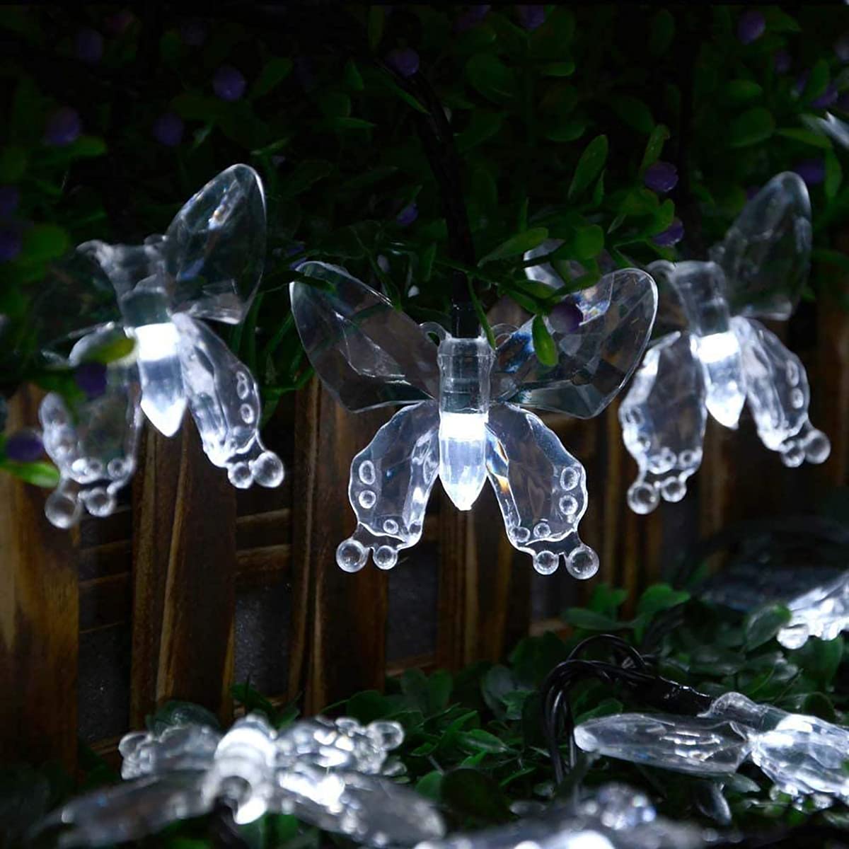 WONFAST Solar String Lights, Waterproof 16ft 20LED Butterfly Christmas Fairy Lights Decorative Lighting for Home Party Wedding Patio Garden Porch Balcony (White)