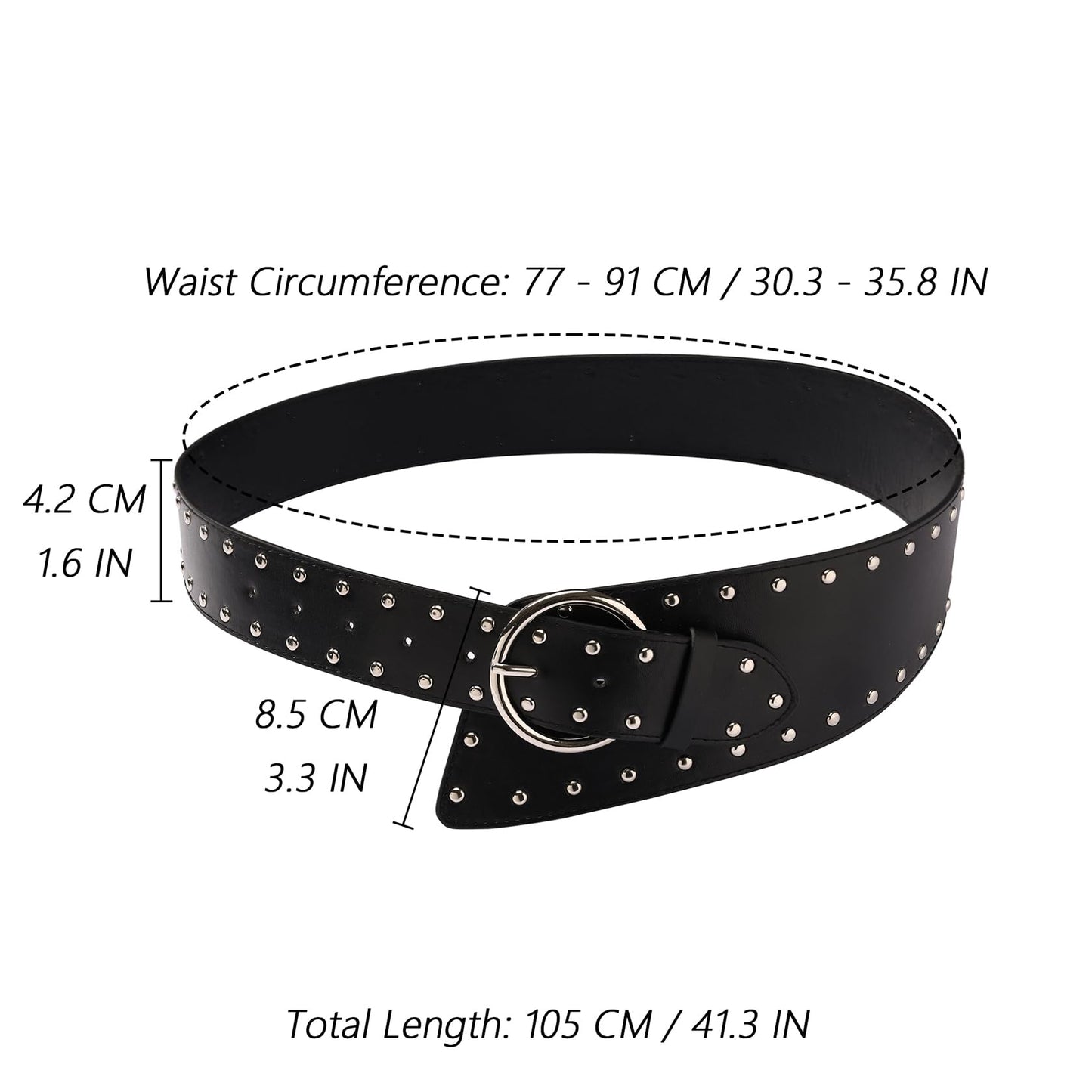 MILAKOO Punk Wide Hip Belts for Women Fashion Western PU Waistband Corset Belt Goth Rivets Belts