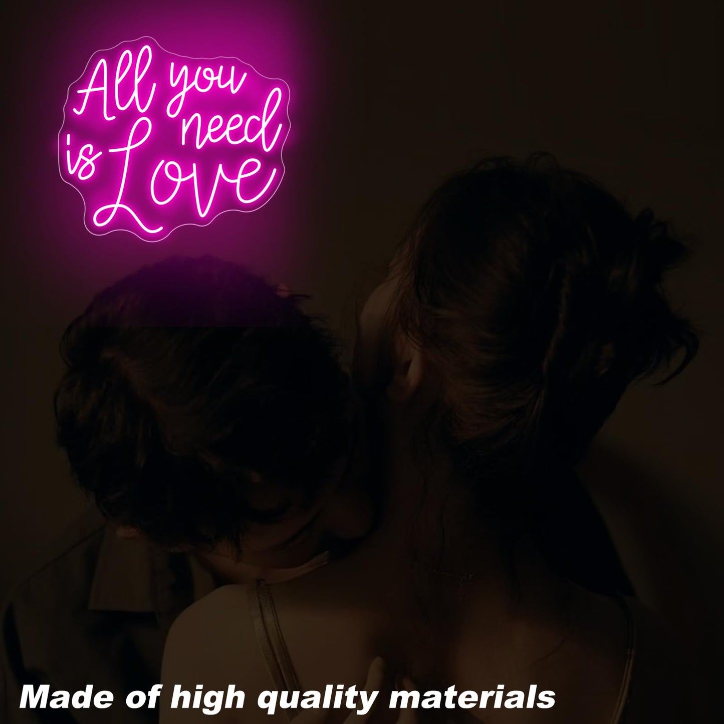 All You Need Is Love Neon Sign, Wedding LED Neon Light, Wedding Party Backdrop Wall Decor Valentine's Day Personalized Gift, Couple Room Light, Bar Home Lamp Party Dorm Living Room-Pink-14"x12"