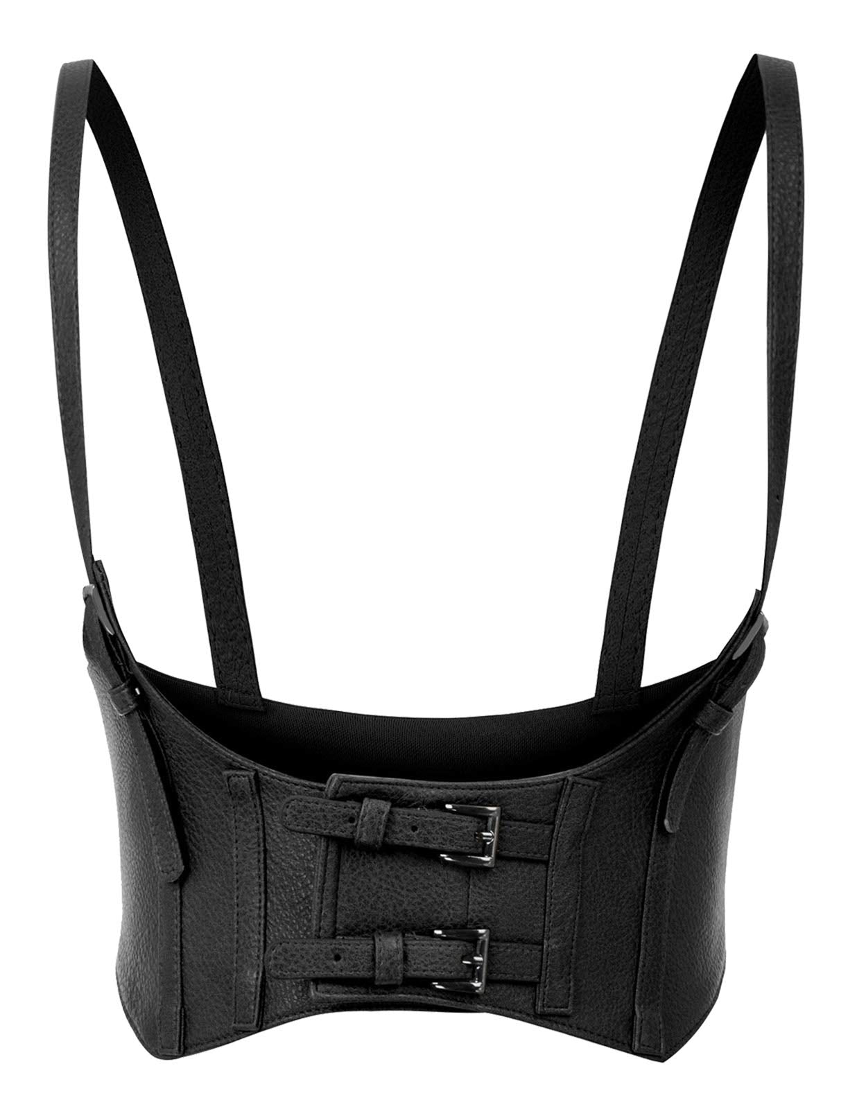 KANCY KOLE Womens Faux Leather Steampunk Sexy Underbust Waist Belt Corset(M,Black)