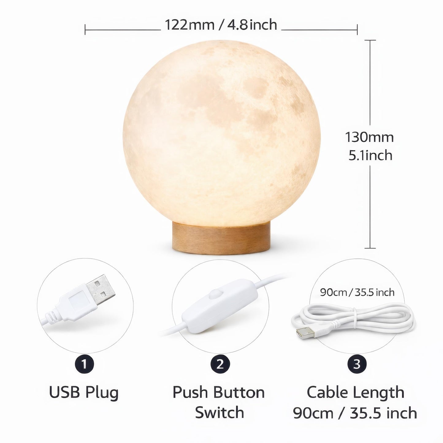 Funnytree Mothers Day Mom Birthday Gift Moon Lamp Night Light - Home Nursery Room Bedroom Office Desk Decor, Gifts for Women Wife Mom