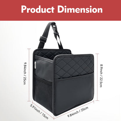 Witaxima Upgrade Car Seat Organizer Backseat with Storage Pockets, Multipurpose Car Organizer Hanging, Car Trash Bag Can,Premium PU Leather Garbage Can 2.14 Gallon Large Capacity, Black.