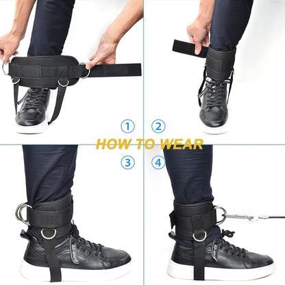 EastyGold Ankle Straps Ankle Bands Wrist Cuffs Padded Straps Adjustable Fitness Glute Kickback D-Ring for Cable Machine with Extra Foot Heel Belts 1 Pair