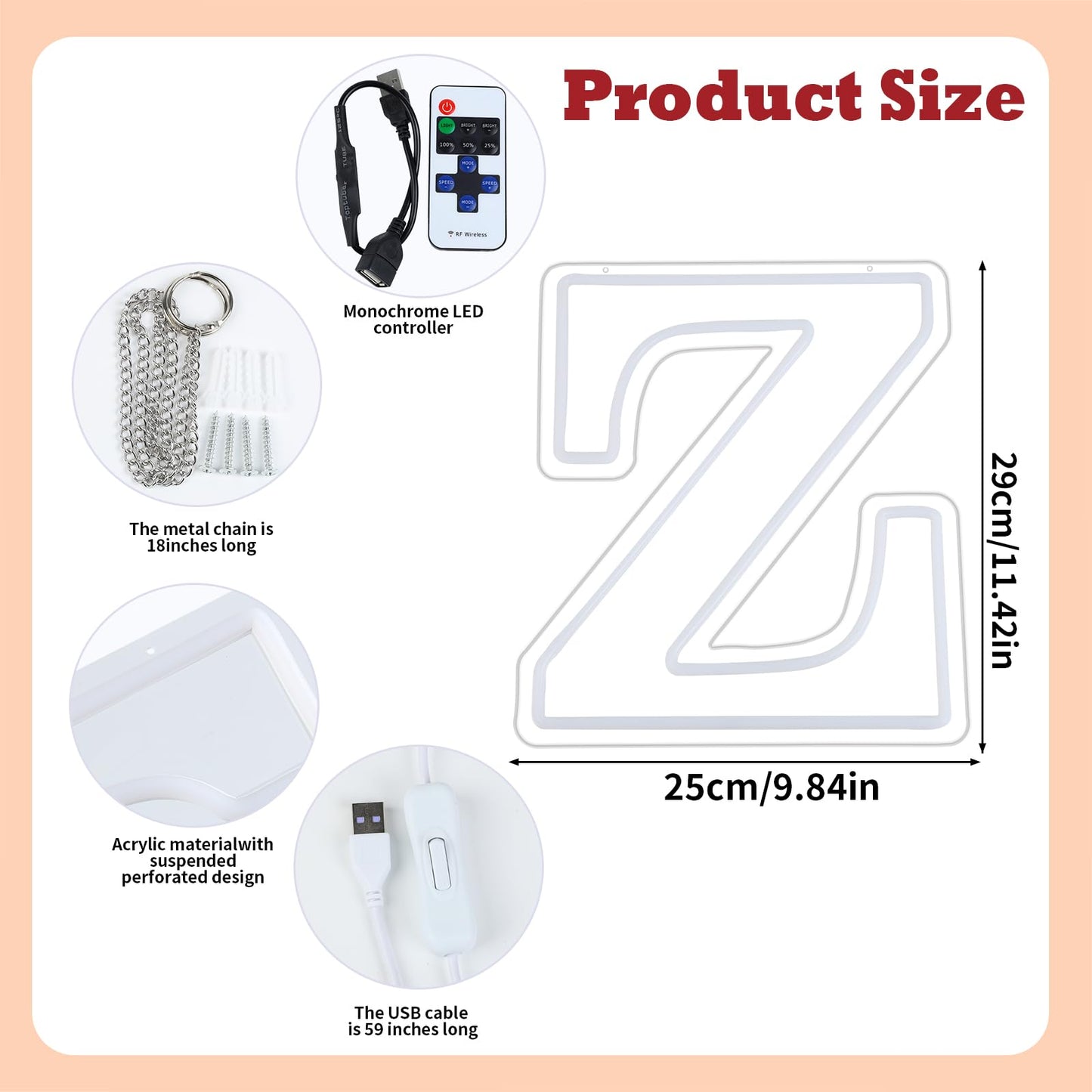 RumonZS Light Up Letters Z LED Letters Lights Neon Sign 26 Alphabet 11.4"Decorative Lighted Alphabet for Wedding Party Birthday Bar Christmas Home Decor Letter Lights (Warm White)